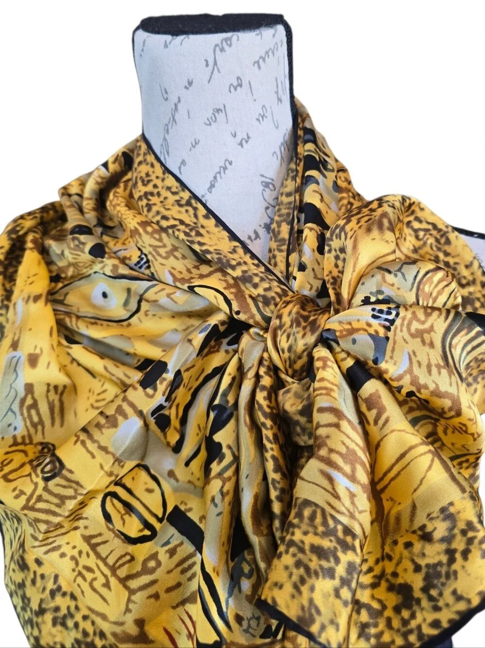 Gustav Klimt Artwork Print Gold Black Oblong Silk Scarf